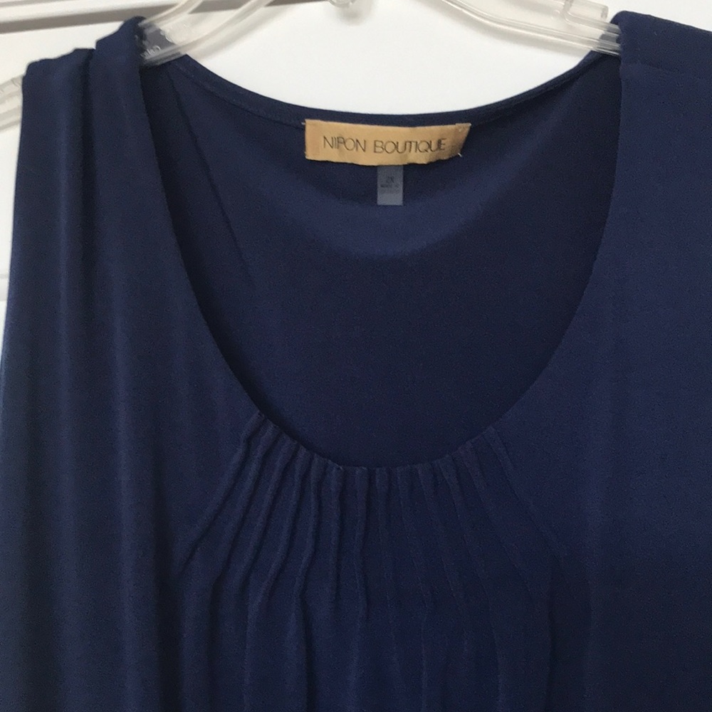 Nipon Boutique blue shell with pleat detail